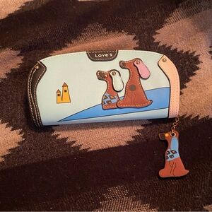 Love's Blue Wallet with Dog Design